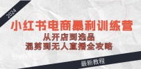 2024小红书电商暴利训练课程：从开店到选品，混剪到无人直播全攻略