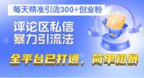评论区私信暴力引流法，每天精准引流300+创业粉，全平台已打通，简单粗暴