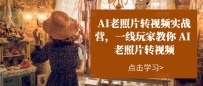 AI老照片转视频实操训练营，一线玩家教你AI老照片转视频