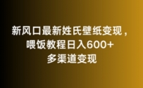 新风口最新姓氏壁纸变现，喂饭教程日入600+【揭秘】