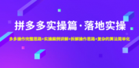 拼多多实操篇·落地实操 完整思路+实操案例+拆解操作思路+复杂的算法简单化