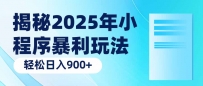 揭秘2025年小程序暴利玩法：轻松日入900+
