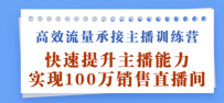 高效流量承接主播训练营：快速提升主播能力,实现100万销售直播间