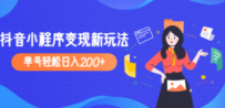 2023年抖音小程序变现新玩法，单号轻松日入200+
