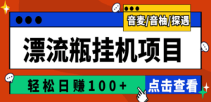 最新版全自动脚本聊天挂机漂流瓶项目，单窗口稳定每天收益100+